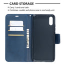 For Xiaomi Redmi 9A Retro Lambskin Texture Pure Color Horizontal Flip PU Leather Case with Holder & Card Slots & Wallet & Lanyard(Blue)