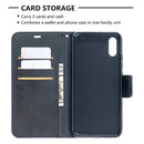 For Xiaomi Redmi 9A Retro Lambskin Texture Pure Color Horizontal Flip PU Leather Case with Holder & Card Slots & Wallet & Lanyard(Black)