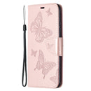 For Xiaomi Redmi 9A Two Butterflies Embossing Pattern Horizontal Flip Leather Case with Holder & Card Slot & Wallet & Lanyard(Rose Gold)