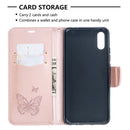 For Xiaomi Redmi 9A Two Butterflies Embossing Pattern Horizontal Flip Leather Case with Holder & Card Slot & Wallet & Lanyard(Rose Gold)