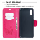 For Xiaomi Redmi 9A Two Butterflies Embossing Pattern Horizontal Flip Leather Case with Holder & Card Slot & Wallet & Lanyard(Rose Red)
