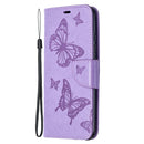 For Xiaomi Redmi 9A Two Butterflies Embossing Pattern Horizontal Flip Leather Case with Holder & Card Slot & Wallet & Lanyard(Purple)