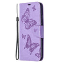 For Xiaomi Redmi 9C Two Butterflies Embossing Pattern Horizontal Flip Leather Case with Holder & Card Slot & Wallet & Lanyard(Purple)