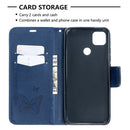 For Xiaomi Redmi 9C Two Butterflies Embossing Pattern Horizontal Flip Leather Case with Holder & Card Slot & Wallet & Lanyard(Dark Blue)