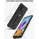 For Samsung Galaxy A21s Soldier Armor Shockproof TPU + PC Magnetic Protective Case with Holder(Black)