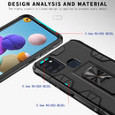 For Samsung Galaxy A21s Soldier Armor Shockproof TPU + PC Magnetic Protective Case with Holder(Black)