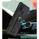 For Samsung Galaxy A21s Soldier Armor Shockproof TPU + PC Magnetic Protective Case with Holder(Black)