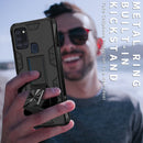 For Samsung Galaxy A21s Soldier Armor Shockproof TPU + PC Magnetic Protective Case with Holder(Black)