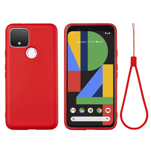 For Google Pixel 5 Pure Color Liquid Silicone Shockproof Full Coverage Case(Red)