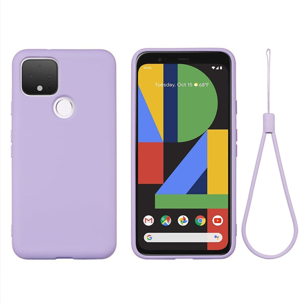For Google Pixel 5 Pure Color Liquid Silicone Shockproof Full Coverage Case(Purple)