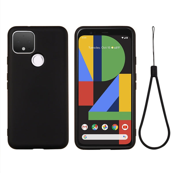 For Google Pixel 4a 5G Pure Color Liquid Silicone Shockproof Full Coverage Case(Black)