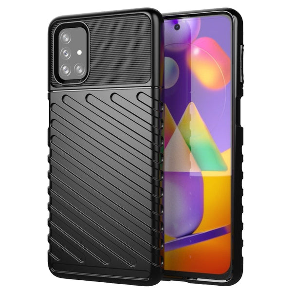 For Samsung Galaxy M31s Thunderbolt Shockproof TPU Protective Soft Case(Black)