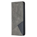 For OPPO Reno4 5G Rhombus Texture Horizontal Flip Magnetic Leather Case with Holder & Card Slots(Grey)