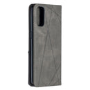 For OPPO Reno4 5G Rhombus Texture Horizontal Flip Magnetic Leather Case with Holder & Card Slots(Grey)
