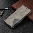 For OPPO Reno4 5G Rhombus Texture Horizontal Flip Magnetic Leather Case with Holder & Card Slots(Grey)