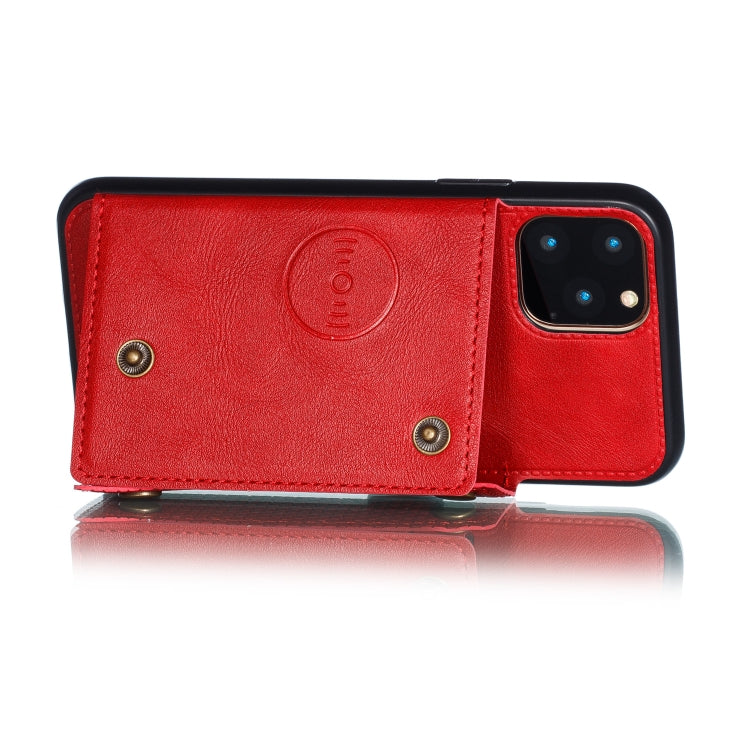 For iPhone 12 Pro Max Leather Protective Case with Holder & Card Slots(Red)