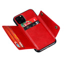 For iPhone 12 Pro Max Leather Protective Case with Holder & Card Slots(Red)