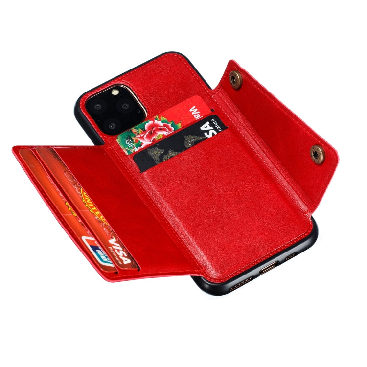 For iPhone 12 Pro Max Leather Protective Case with Holder & Card Slots(Red)