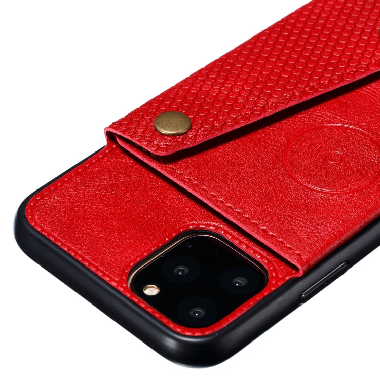 For iPhone 12 Pro Max Leather Protective Case with Holder & Card Slots(Red)