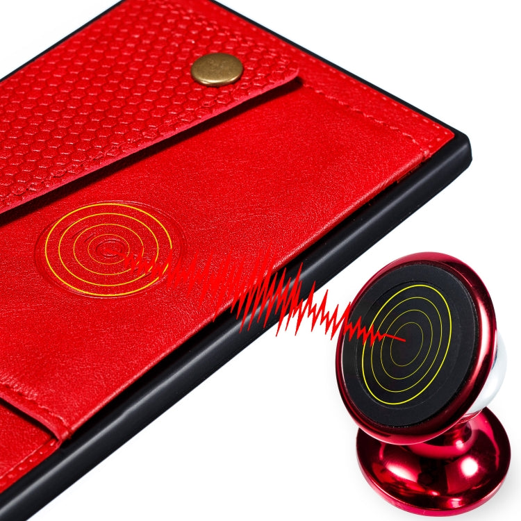 For iPhone 12 Pro Max Leather Protective Case with Holder & Card Slots(Red)