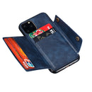For iPhone 12 Pro Max Leather Protective Case with Holder & Card Slots(Blue)