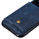 For iPhone 12 Pro Max Leather Protective Case with Holder & Card Slots(Blue)