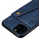 For iPhone 12 Pro Max Leather Protective Case with Holder & Card Slots(Blue)