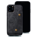 For iPhone 12 Pro Max Leather Protective Case with Holder & Card Slots(Black)