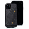 For iPhone 12 Pro Max Leather Protective Case with Holder & Card Slots(Black)