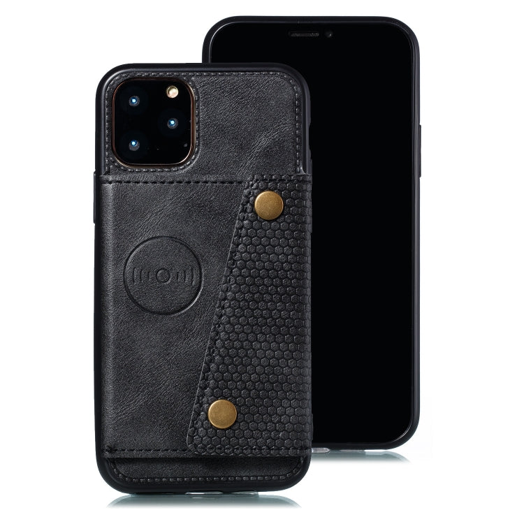 For iPhone 12 Pro Max Leather Protective Case with Holder & Card Slots(Black)
