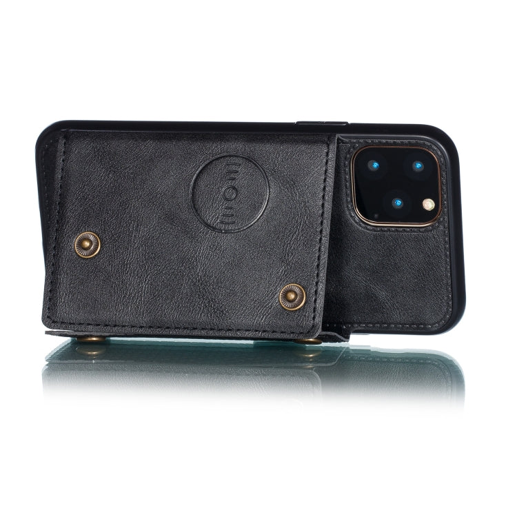 For iPhone 12 Pro Max Leather Protective Case with Holder & Card Slots(Black)