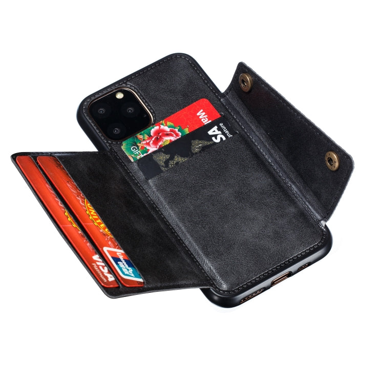 For iPhone 12 Pro Max Leather Protective Case with Holder & Card Slots(Black)