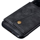 For iPhone 12 Pro Max Leather Protective Case with Holder & Card Slots(Black)