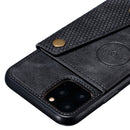 For iPhone 12 Pro Max Leather Protective Case with Holder & Card Slots(Black)