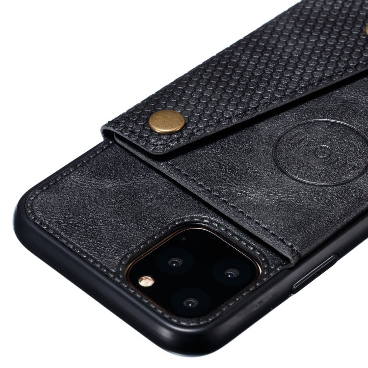For iPhone 12 Pro Max Leather Protective Case with Holder & Card Slots(Black)