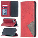 For iPhone 12 / 12 Pro Rhombus Texture Horizontal Flip Magnetic Leather Case with Holder & Card Slots(Red)