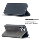 For iPhone 12 / 12 Pro Rhombus Texture Horizontal Flip Magnetic Leather Case with Holder & Card Slots(Grey)