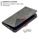 For iPhone 12 / 12 Pro Rhombus Texture Horizontal Flip Magnetic Leather Case with Holder & Card Slots(Grey)
