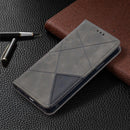 For iPhone 12 / 12 Pro Rhombus Texture Horizontal Flip Magnetic Leather Case with Holder & Card Slots(Grey)