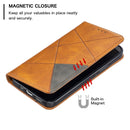 For iPhone 12 / 12 Pro Rhombus Texture Horizontal Flip Magnetic Leather Case with Holder & Card Slots(Yellow)
