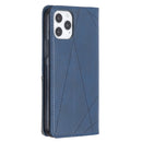 For iPhone 12 / 12 Pro Rhombus Texture Horizontal Flip Magnetic Leather Case with Holder & Card Slots(Blue)