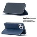 For iPhone 12 / 12 Pro Rhombus Texture Horizontal Flip Magnetic Leather Case with Holder & Card Slots(Blue)
