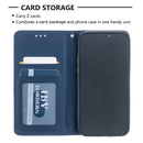 For iPhone 12 / 12 Pro Rhombus Texture Horizontal Flip Magnetic Leather Case with Holder & Card Slots(Blue)