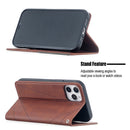 For iPhone 12 / 12 Pro Rhombus Texture Horizontal Flip Magnetic Leather Case with Holder & Card Slots(Brown)