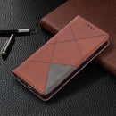 For iPhone 12 / 12 Pro Rhombus Texture Horizontal Flip Magnetic Leather Case with Holder & Card Slots(Brown)