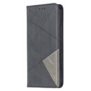 For iPhone 12 / 12 Pro Rhombus Texture Horizontal Flip Magnetic Leather Case with Holder & Card Slots(Black)