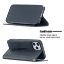 For iPhone 12 / 12 Pro Rhombus Texture Horizontal Flip Magnetic Leather Case with Holder & Card Slots(Black)
