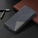 For iPhone 12 / 12 Pro Rhombus Texture Horizontal Flip Magnetic Leather Case with Holder & Card Slots(Black)
