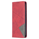 For Xiaomi Redmi 9A Rhombus Texture Horizontal Flip Magnetic Leather Case with Holder & Card Slots(Red)