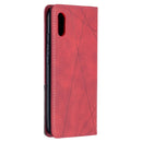 For Xiaomi Redmi 9A Rhombus Texture Horizontal Flip Magnetic Leather Case with Holder & Card Slots(Red)
